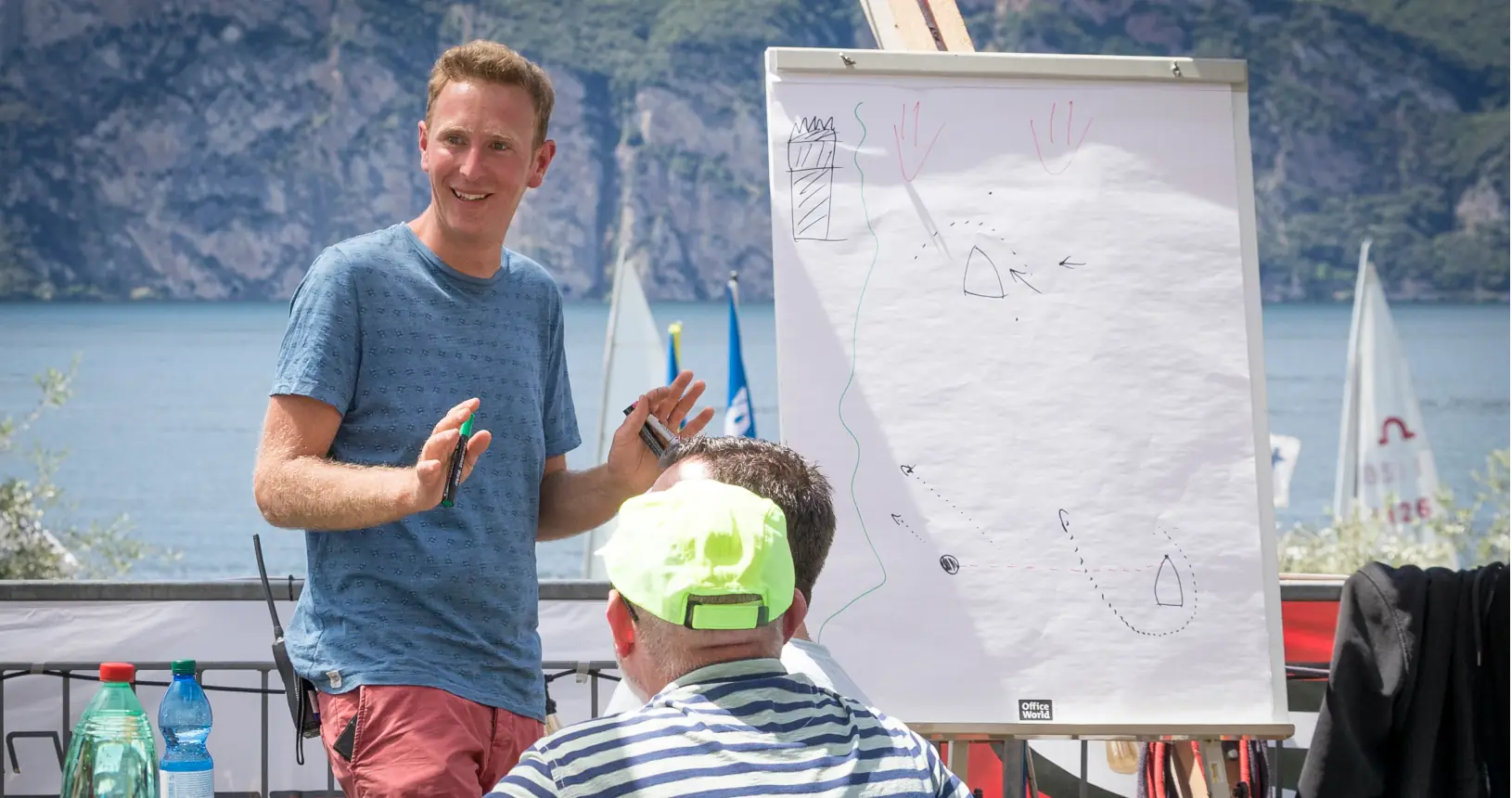 Skipper briefing the sailor before regatta on Lake Garda for a Company Event